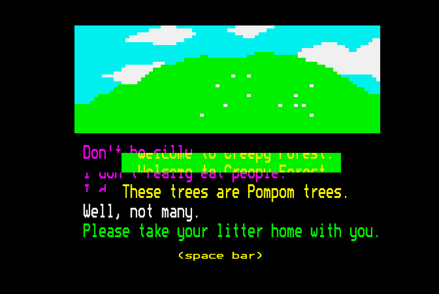 The hill's picture with the forest's words under it