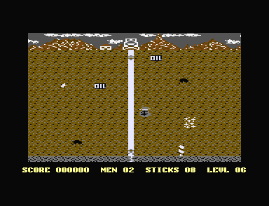 Level 6 frozen: the shaft full of water, Pete standing in it, and the creature boxed in at the bottom.