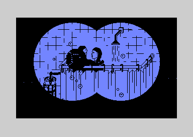 Bond and Stacey in the shower, seen through binoculars