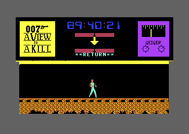The mine: Bond in a scrolling cave under a status panel