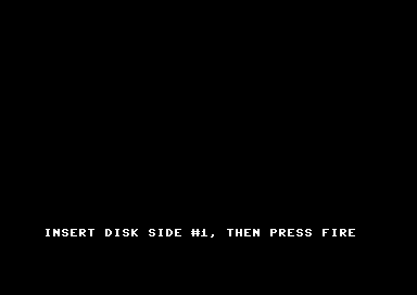 Black screen with the words Insert disk side 1, then press fire