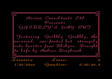 Gribbly's Day Out title screen