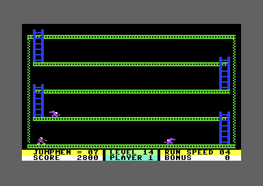 Dragon Slayer at completion: Jumpman beside the collected final bomb, score 2800