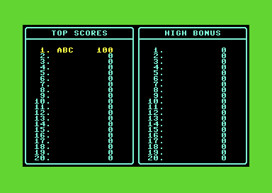 Native high-score screen showing ABC and100 points