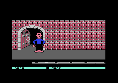 The open neighboring Brick Hallway door
