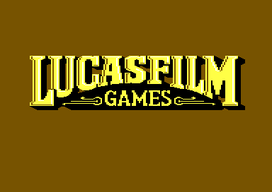 The Lucasfilm Games logo on a brown screen