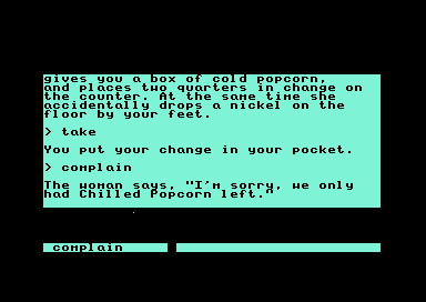 A popcorn-counter conversation and the COMPLAIN command