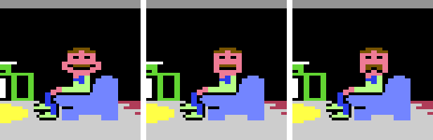 His face in the three moods, captured in the emulator