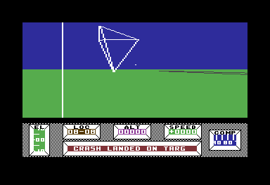 The view west from the landing site: the wreck's strut, and one pixel above the horizon in the middle