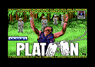 Loading screen: a soldier with raised arms in the jungle above the Platoon logo