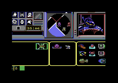 The objects screen during a transporter choice, with Zoff's figure in the list of people at the beacon in Zoff Armoury