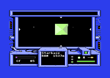 The cockpit view with Hiathra Starbase drawn in filled polygons