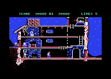 Scene 1 again after the ending, with SCORE 30000 and LIVES 5