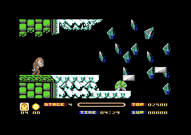 Stage 4, Ice Palace: ice crystals above green tiles and white rock