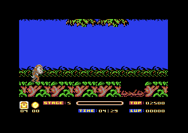 Stage 5, Dark Jungle: a jungle floor under a blue sky