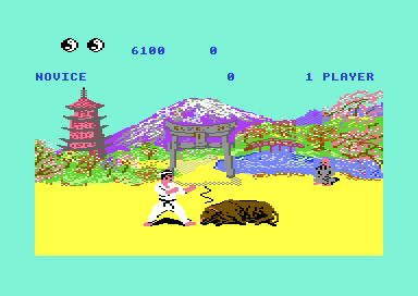 The bull felled, the fighter in a low punch, the score at 6100