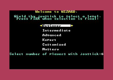The player selection menu showing six players