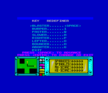 The key redefiner, listing the eight controls by name