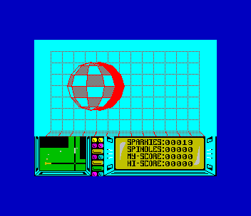 The halt screen: a chequered ball over a dotted grid