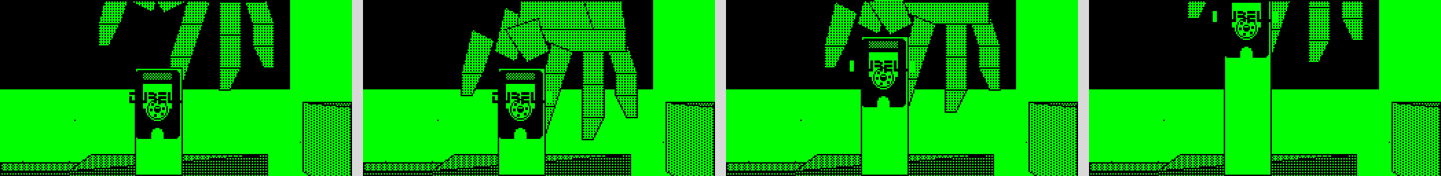 Four moments of the ending: a hand comes down, closes on the disk, and lifts it away