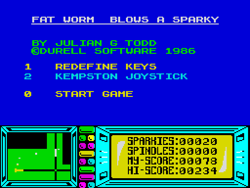 The menu after a game that scored 1234: the hi-score reads 00234
